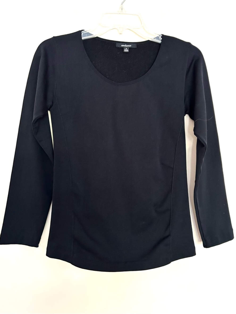 Ambiance Women’s Black Scoop Neck Long Sleeve Thermal Tee